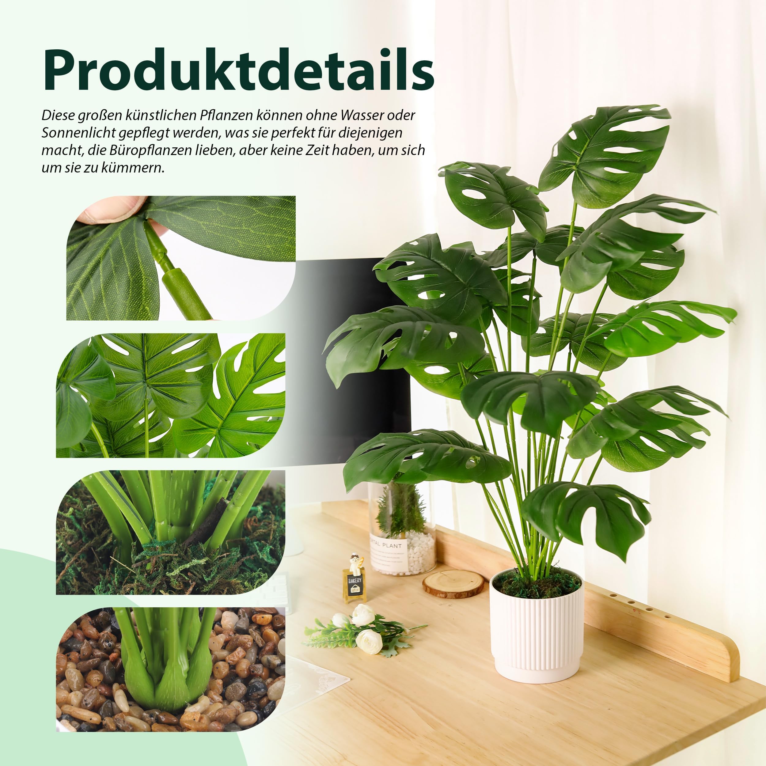 Künstliche Rose Pflanze 71 cm – Realistische Deko Pflanze - Image 4