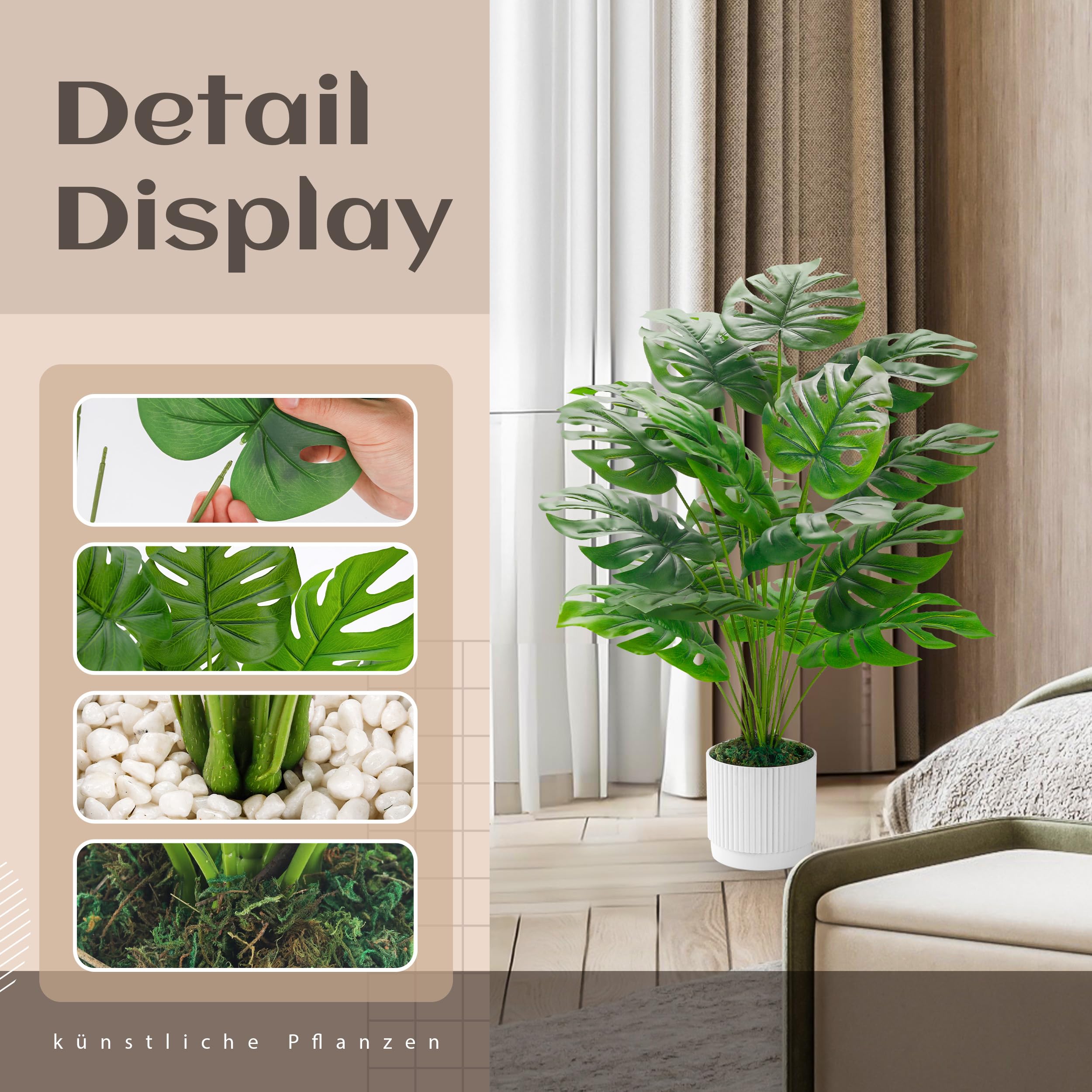 Künstliche Monstera 71 cm – Große Zimmerpflanze Deko - Image 4